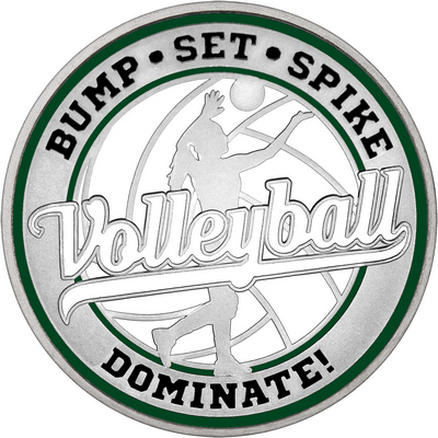 White "Volleyball" with Dark Green Outer Circular Borders